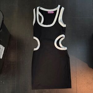 EDIKTED Chic Black and White Cutout Dress